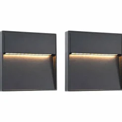 Verlichting*vidaXL LED-buitenwandlampen 2 st 3 W vierkant zwart
