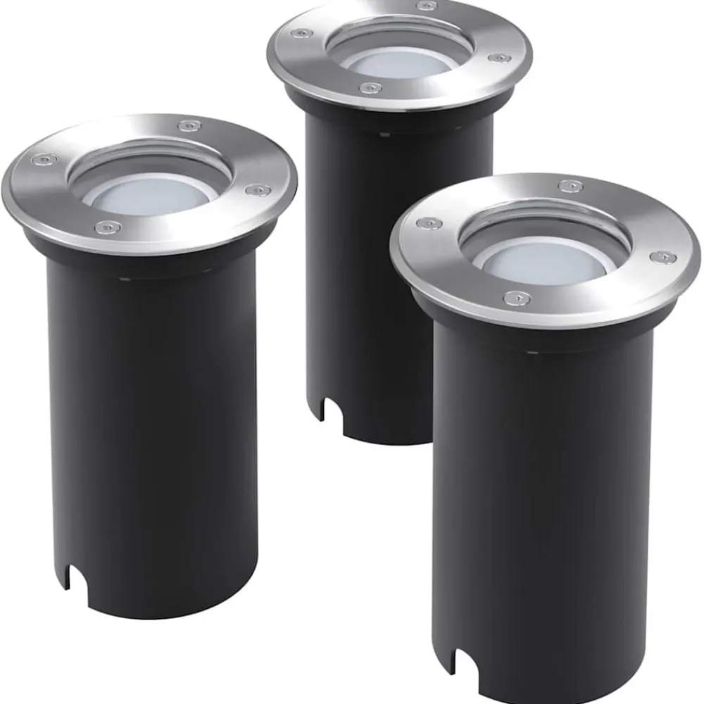 Verlichting*vidaXL LED-Grondspots buiten 3 stuks rond