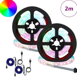 LED-strip 2 pcs Zwart en transparant 1000 mm Koper en kunststof>vidaXL Hot