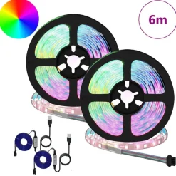 LED-strip 2 pcs Zwart en transparant 3000 mm Koper en kunststof>vidaXL Clearance