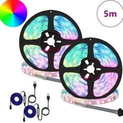 Verlichting*vidaXL LED-strip 2 pcs Zwart en transparant 2500 mm Koper en kunststof