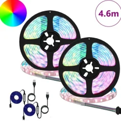 Verlichting*vidaXL LED-strip 2 pcs Zwart en transparant 2300 mm Koper en kunststof