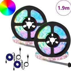 Verlichting*vidaXL LED-strip 2 pcs Zwart en transparant 950 mm Koper en kunststof
