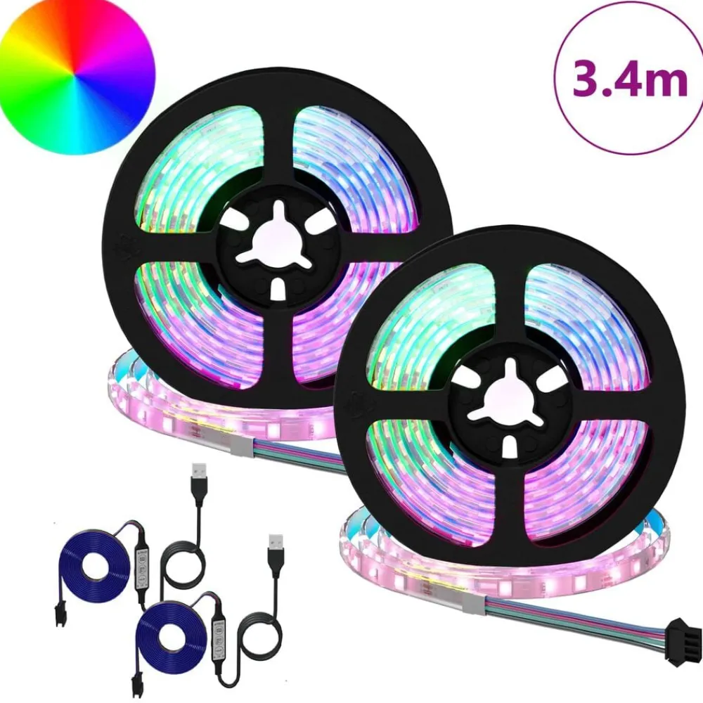 LED-strip 2 pcs Zwart en transparant 1700 mm Koper en kunststof>vidaXL Outlet