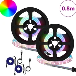 LED-strip 2 pcs Zwart en transparant 400 mm Koper en kunststof>vidaXL Hot