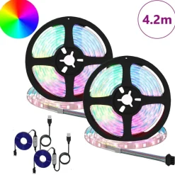 Verlichting*vidaXL LED-strip 2 pcs Zwart en transparant 210 x 0,8 x 0,3 cm