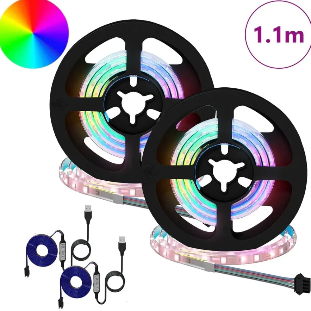 LED-strip 2 pcs Zwart en transparant 550 mm Koper en kunststof>vidaXL Clearance