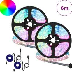 Verlichting*vidaXL LED-strip 2 pcs Zwart en transparant 3000 mm Koper en kunststof
