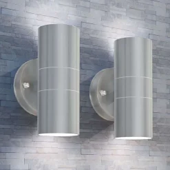LED-wandlamp buiten op-/neerwaarts RVS 2 st>vidaXL Outlet