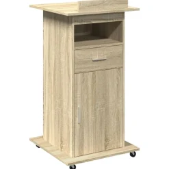 Kantoormeubelen*vidaXL Lessenaar met wielen en lade 55x55x107 cm hout Sonoma eiken