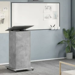 Kantoormeubelen*vidaXL Lessenaar met wielen en lade 55x55x107 cm hout Betongrijs