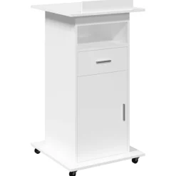 Kantoormeubelen*vidaXL Lessenaar met wielen en lade 55x55x107 cm bewerkt hout Wit
