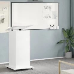 Kantoormeubelen*vidaXL Lessenaar met wielen en lade 55x55x107 cm bewerkt hout Wit