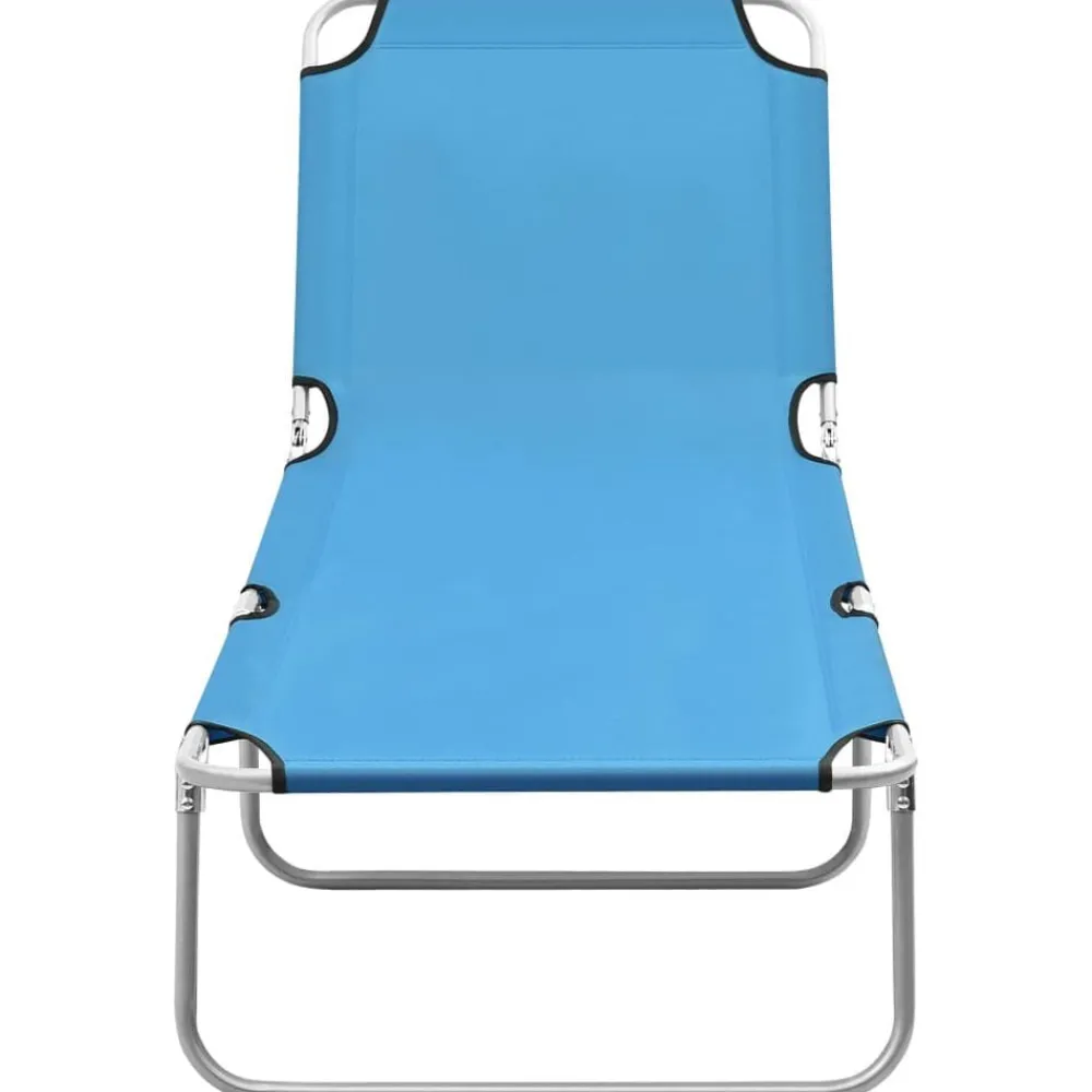 Ligbed inklapbaar staal en stof turquoiseblauw>vidaXL Online