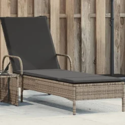 Ligbed met wielen en kussen poly rattan>vidaXL