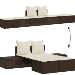 Ligbed 2-persoons met kussens poly rattan><noscript><img width=
