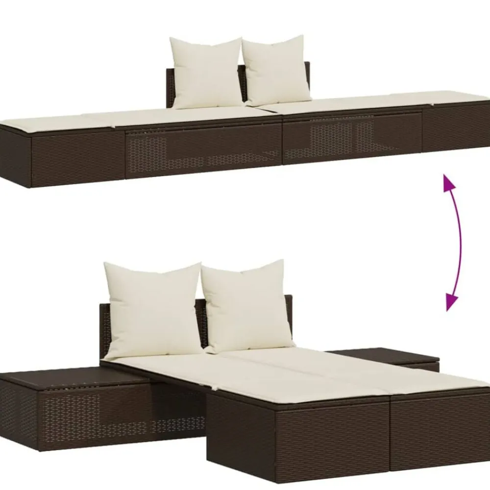 Ligbed 2-persoons met kussens poly rattan>vidaXL Discount