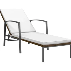 Tuinmeubelen*vidaXL Ligbedden 2 st met tafel poly rattan Bruin