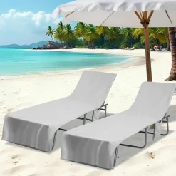 Linnengoed*vidaXL Ligbedhanddoeken 2 pcs 210 x 75 cm Polyester en Polyamide Grijs