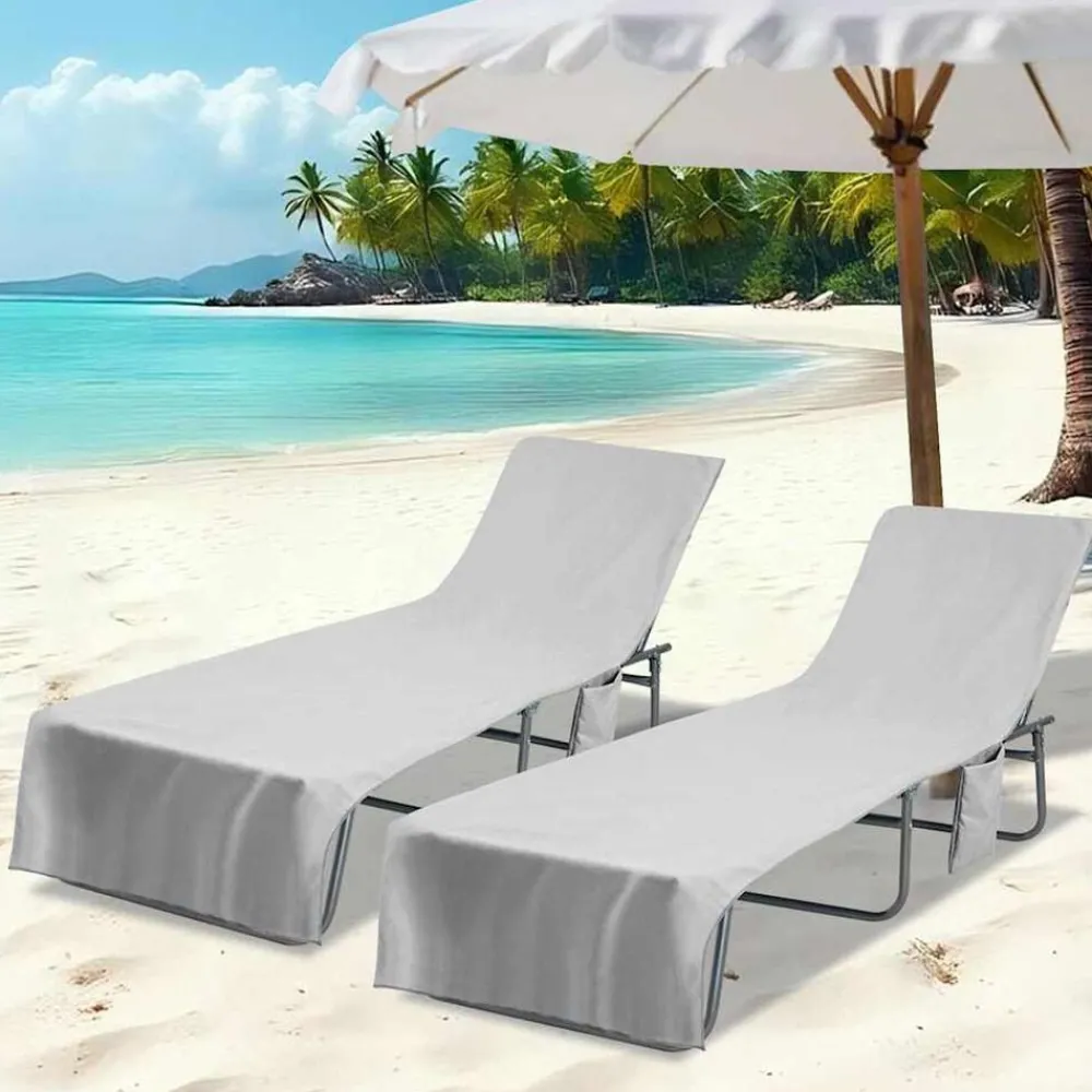 Linnengoed*vidaXL Ligbedhanddoeken 2 pcs 210 x 75 cm Polyester en Polyamide Grijs
