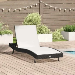 Ligstoel Zwart en Wit 197 x 70 x 82 cm poly rattan>vidaXL Outlet