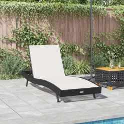 Ligstoel Zwart en Wit 197 x 70 x 82 cm poly rattan><noscript><img width=