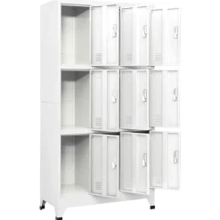 Kasten & Opbergmeubelen*vidaXL Lockerkast met 9 vakken 90x45x180 cm staal Grijs