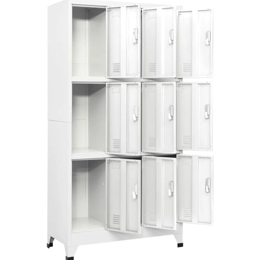 Kasten & Opbergmeubelen*vidaXL Lockerkast met 9 vakken 90x45x180 cm staal Grijs