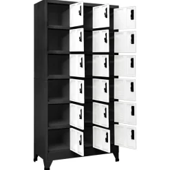 Lockerkast 90x40x180 cm staal antracietkleurig en wit><noscript><img width=