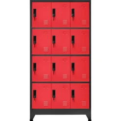 Kasten & Opbergmeubelen*vidaXL Lockerkast 90x45x180 cm staal antracietkleurig en rood Antraciet en rood