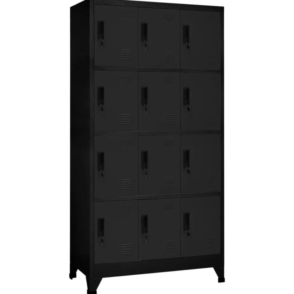 Kasten & Opbergmeubelen*vidaXL Lockerkast 90x45x180 cm staal Zwart