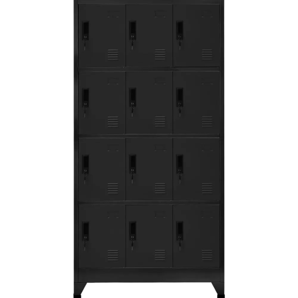 Kasten & Opbergmeubelen*vidaXL Lockerkast 90x45x180 cm staal Zwart
