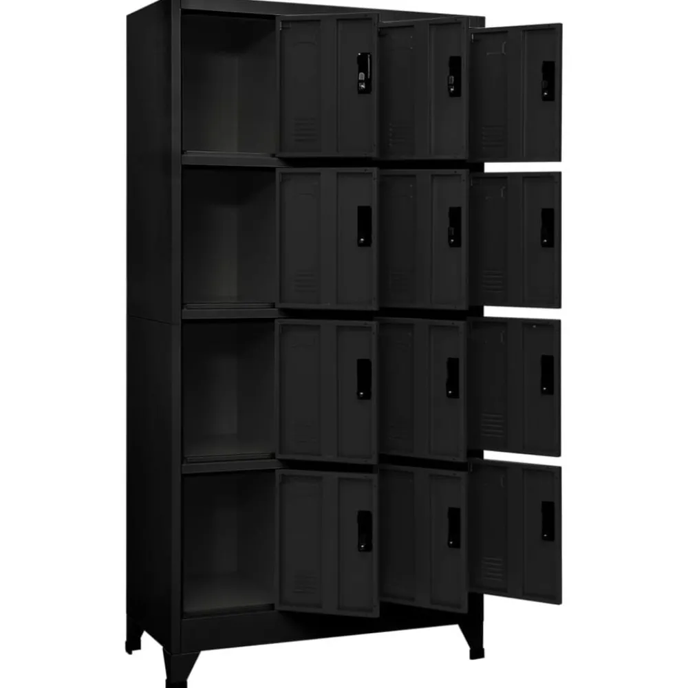Kasten & Opbergmeubelen*vidaXL Lockerkast 90x45x180 cm staal Zwart