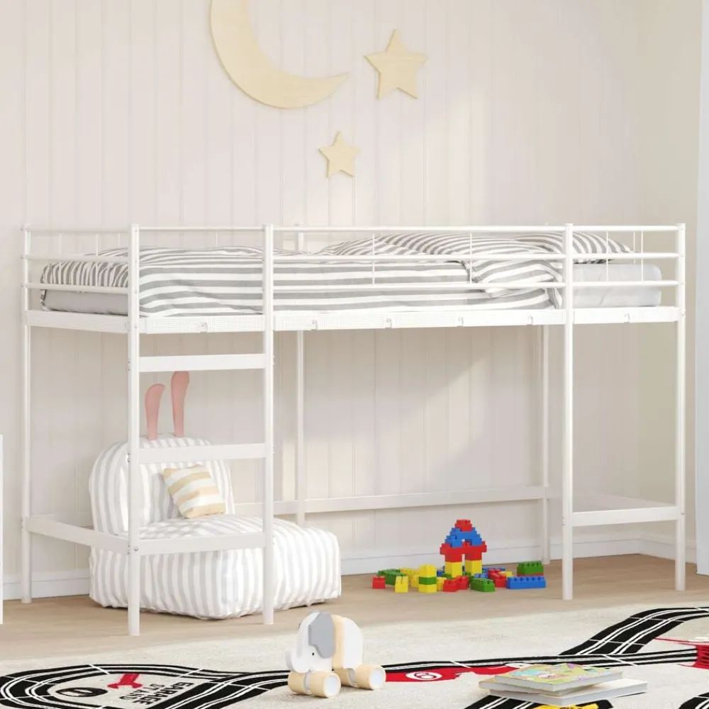 Bedden & Accessoires*vidaXL Loftbed voor Kids 74,5 x 190 cm Staal Wit