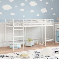 Bedden & Accessoires*vidaXL Loftbed voor Kids 74,5 x 190 cm Staal Wit