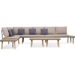Loungeset 7-zits met kussens massief acaciahout bruin>vidaXL Clearance
