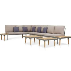 Loungeset 7-zits met kussens massief acaciahout bruin>vidaXL Clearance