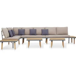 Loungeset 7-zits met kussens massief acaciahout bruin><noscript><img width=