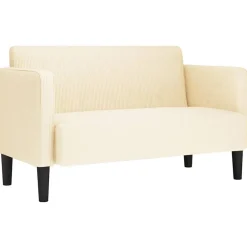 Banken*vidaXL Loveseat bank 109 cm corduroy stof crèmekleurig Cr&egrave;me