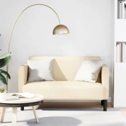 Banken*vidaXL Loveseat bank 109 cm corduroy stof crèmekleurig Cr&egrave;me