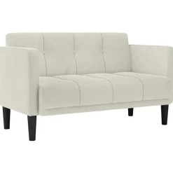 Loveseat bank crème 111 cm fluweel>vidaXL Online
