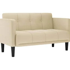 Banken*vidaXL Loveseat Bank Crème 111 cm Stof Cr&egrave;me