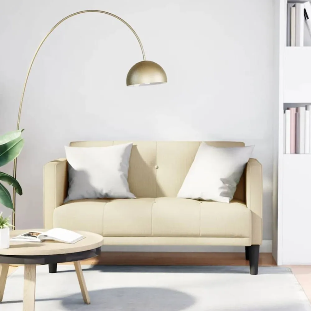 Banken*vidaXL Loveseat Bank Crème 111 cm Stof Crème