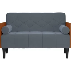 Banken*vidaXL Loveseat bank met bolsters 110 cm fluweel Donkergrijs