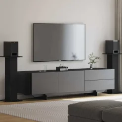 Luidspreker standaards 2 pcs Zwart Eiken>vidaXL Outlet