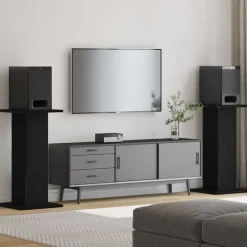 Luidspreker standaards 2 pcs Zwart Eiken>vidaXL Outlet