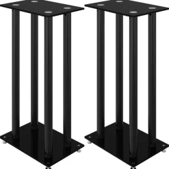 Luidsprekerstandaards 2 st 4 pijlers gehard glas>vidaXL