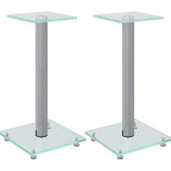 Elektronica*vidaXL Luidsprekerstandaards 2 st 1 pijler gehard glas kleurig Zilver