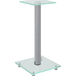 Elektronica*vidaXL Luidsprekerstandaards 2 st 1 pijler gehard glas kleurig Zilver