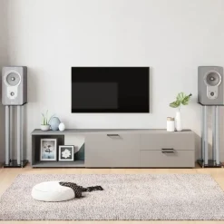 Elektronica*vidaXL Luidsprekerstandaards 2 st 4 pijlers gehard glas zwart zilver Zwart en zilver